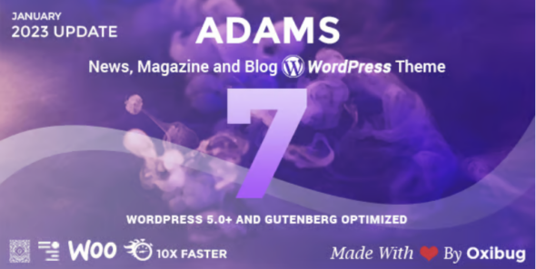 Adams Responsive Retina WordPress News, Magazine, Blog