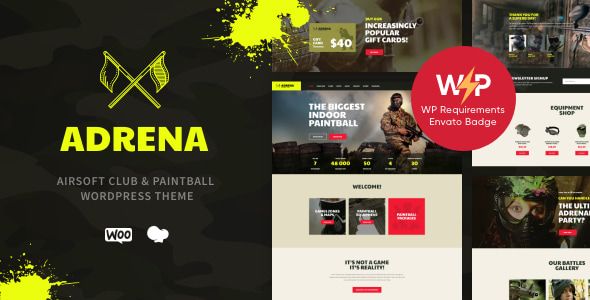Adrena - Strikeball Club & Paintball Shooting WordPress Theme