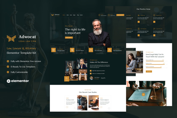 Adwocat Law Firm & Attorney Elementor Template Kit