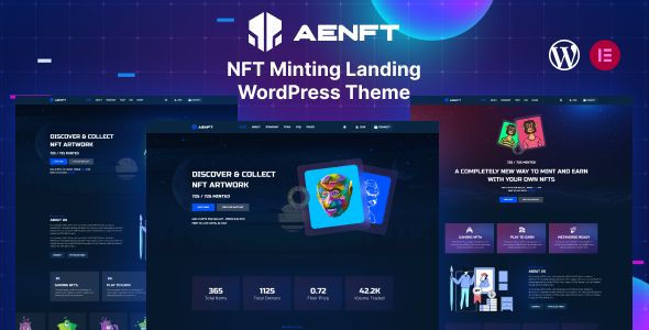 Aenft NFT Minting Landing WordPress Theme