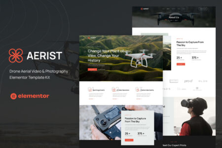 Aerist Drone Aerial Video & Photography Elementor Template Kit