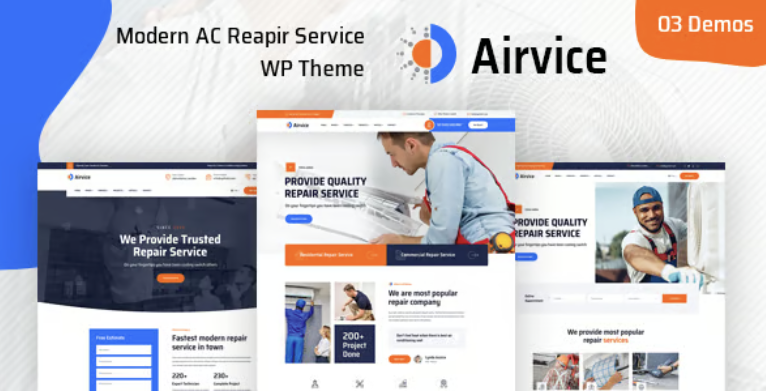Airvice - AC Repair Services WordPress Theme + RTL 1 Airvice AC Repair Services WordPress Theme