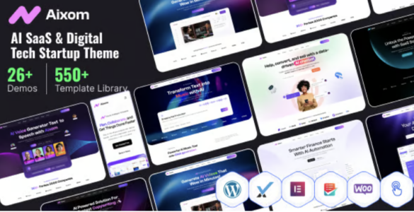 Aixom AI SaaS & Digital Tech Startup WordPress Theme