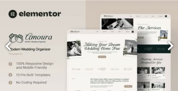 Amoura Modern Wedding Organizer Elementor Template Kit