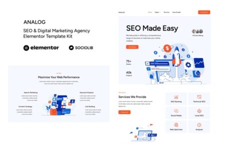 Analog SEO & Digital Marketing Agency Elementor Template Kit