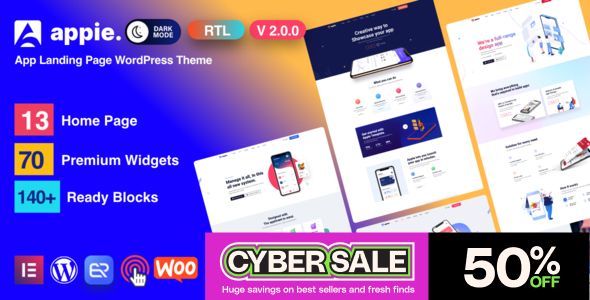 Appie app landing page 1 Appie app landing page WordPress Theme