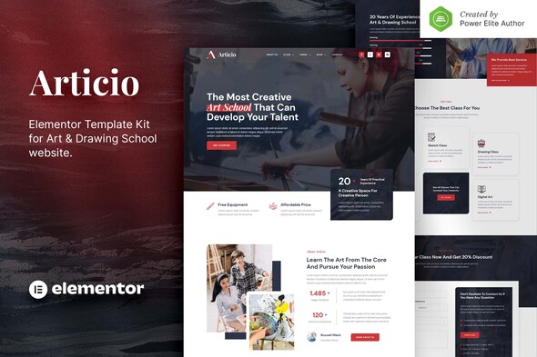 Articio Art & Drawing School Elementor Template Kit