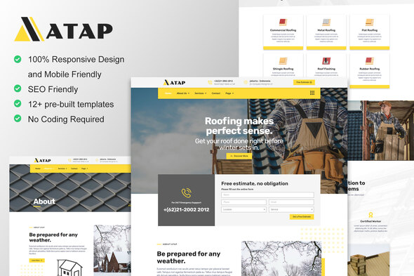 Atap Roofing Service & Construction Elementor Template Kit
