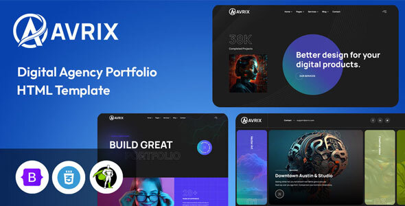 Avrix – Digital Agency & Creative Portfolio WordPress Theme 1 Avrix Digital Agency & Creative Portfolio WordPress Theme