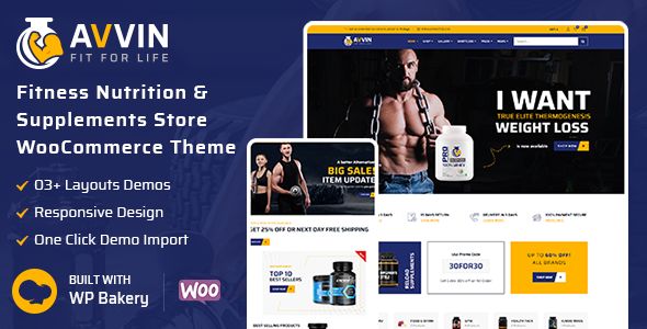 Avvin – Fitness Nutrition and Supplements Store WooCommerce Theme 1 Avvin – Fitness Nutrition and Supplements Store WooCommerce Theme