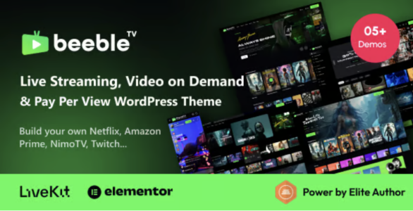 Beeble TV Live Streaming & Pay Per View WordPress Theme