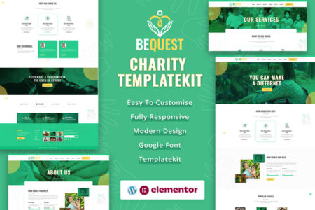BEQUEST Nonprofit Charity & Donation Elementor Template Kit