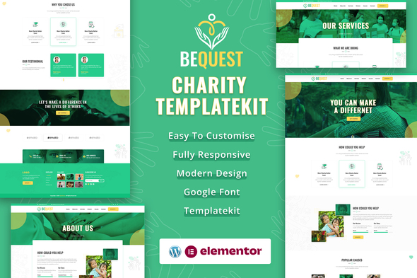 BEQUEST Nonprofit Charity & Donation Elementor Template Kit