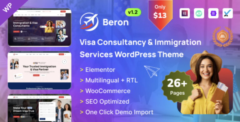 Beron Visa Consultancy & Immigration Services WordPress Theme