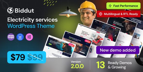 Biddut - Electricity Services WordPress Theme 1 Biddut - Electricity Services WordPress Theme