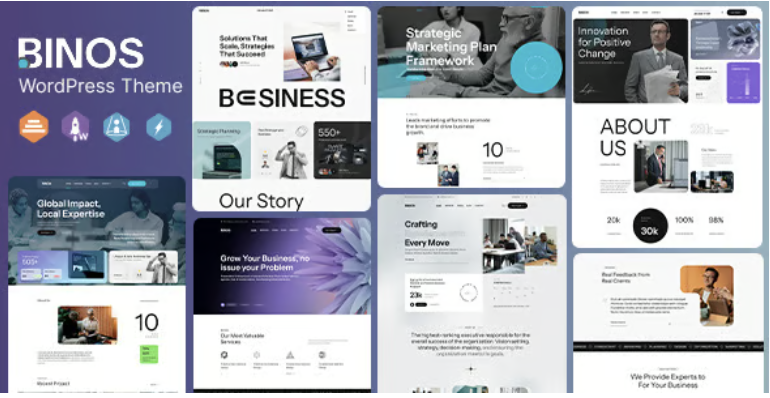 Binos - Business Consulting & Marketing WordPress Elementor Theme 1 Binos WordPress Theme