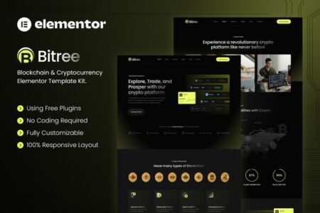 Bitree Blockchain Cryptocurrency Elementor Template Kit