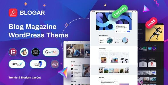 Blogar - Blog WordPress 1 Blogar Blog Magazine WordPress Theme