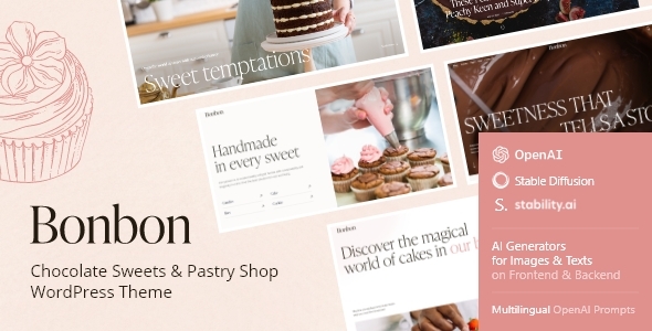 Bonbon - Chocolate & Pastry Shop WordPress Theme + AI 1 Bonbon Chocolate Sweets & Pastry Shop WordPress Theme