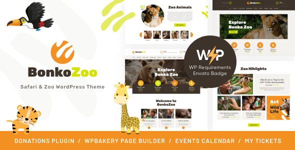 Bonko | Safari & Zoo, Pet Shop WordPress Theme 1 Bonko Zoo Safari & Zoo WordPress Theme