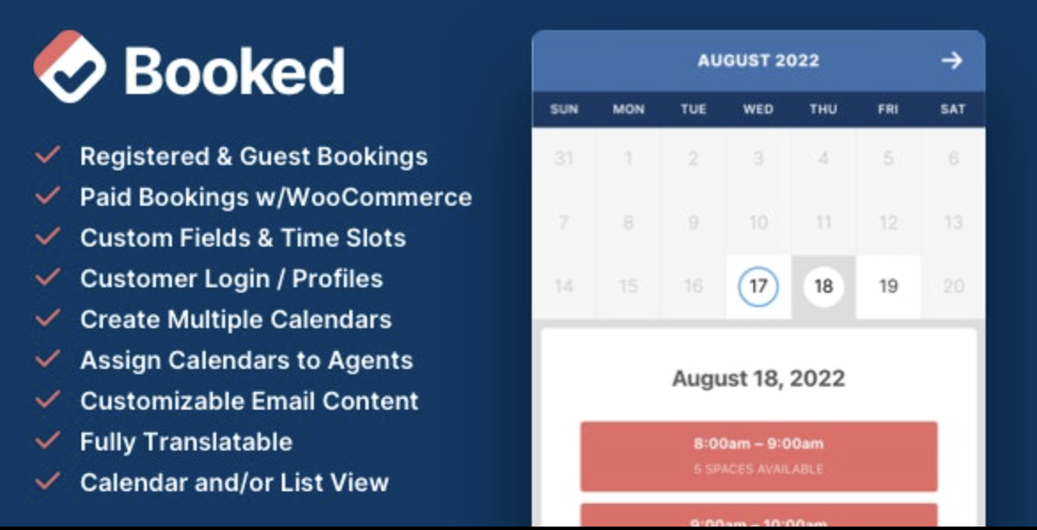Booked – Appointment Booking for WordPress 1 Booked WordPress Plugin