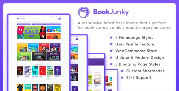 BookJunky – WooCommerce Book Store for WordPress 1 Book Junky Woo Commerce Book Store WordPress Theme