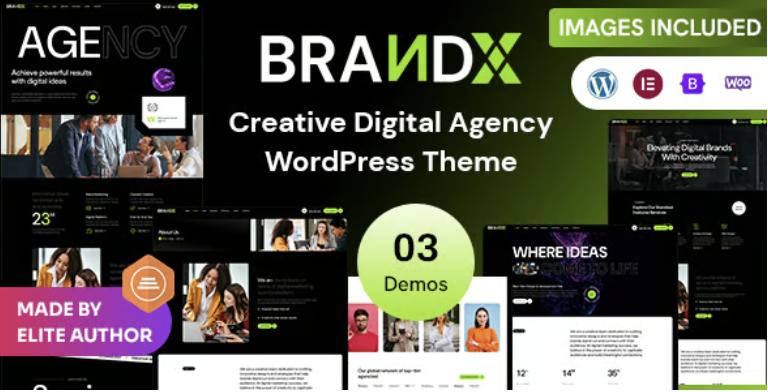 Brandx – Creative Digital Agency & Portfolio WordPress Theme for Elementor 1 Brandx Creative Digital Agency WordPress Theme