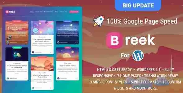 Breek - Minimal Lightweight Masonry AMP Theme for WordPress 1 Breek for WordPress WordPress Theme