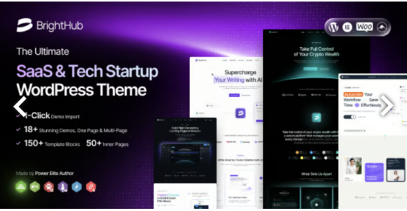 Bright Hub SaaS & Tech Startup WordPress Theme
