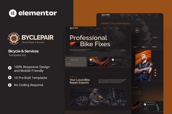 Byclepair Bicycle & Service Elementor Template Kit
