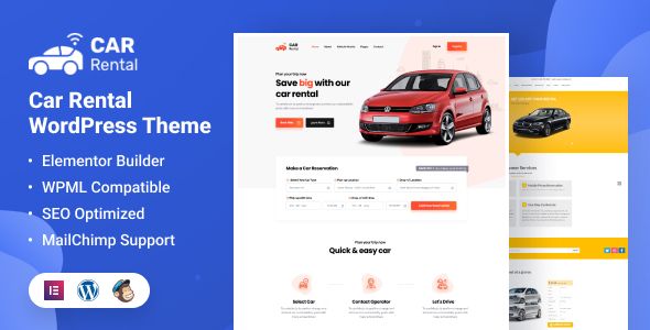 Car Rental WordPress Theme Landing Page 1 Car Rental WordPress Theme