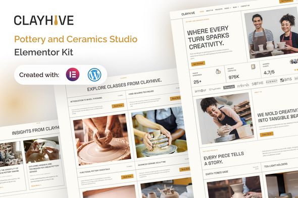 ClayHive – Pottery & Ceramics Studio Elementor Kit 1 Clay Hive Pottery & Ceramics Studio Elementor Kit