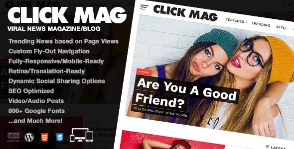 Click Mag - Viral WordPress News Magazine/Blog Theme 1 Click Mag Viral WordPress News Magazine/Blog Theme