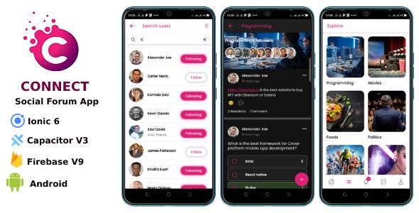 Connect – Ionic 6 Social Forum Capacitor/ Firebase V9/ Android/ iOS 1 Connect – Ionic 6 Social Forum Capacitor/ Firebase V9/ Android/ iOS