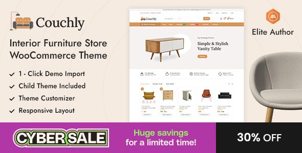 Couchly - Interior Furniture Store WordPress WooCommerce Theme 1 Couchly Interior Furniture Store WooCommerce Theme