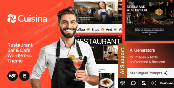 Cuisina - Restaurant Bar & Cafe WordPress Theme 1 Cuisina Restaurant Bar & Cafe WordPress Theme