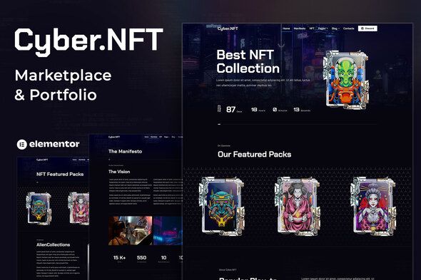 Cyber.NFT Marketplace & Portfolio Elementor Template Kit 1 Cyber.NFT Marketplace & Portfolio Elementor Template Kit