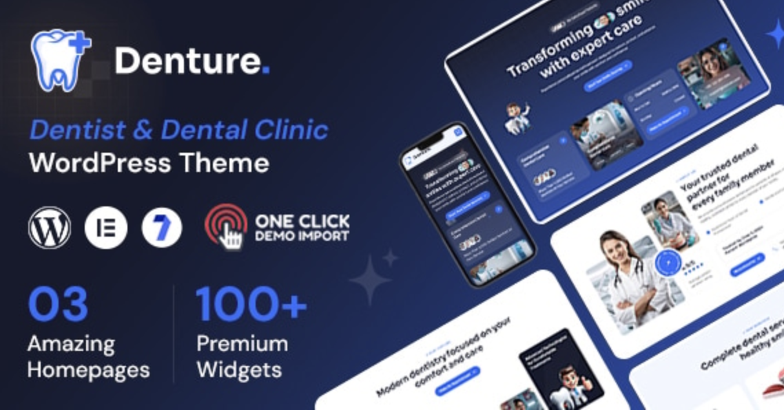 Denture - Dental Clinic WordPress Theme 1 Denture WordPress Theme