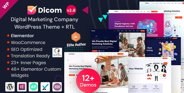 Dicom – IT Startup SEO Marketing Services WordPress Theme 1 Dicom v2.8 WordPress Theme