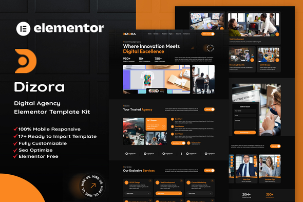 Dizora Digital Agency Elementor Template Kit