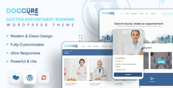 Doccure Medical, Healthcare, Clinic, and Doctor Appointment Booking WordPress Theme