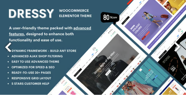Dressy - Fashion Store & Clothing Shop WooCommerce Theme 1 Dressy WooCommerce Elementor Theme