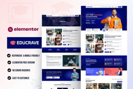 Educrave – Online Courses Education WordPress Template Kit