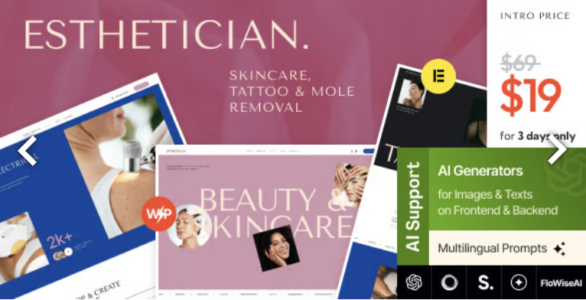 Esthetician Skincare Tattoo & Mole Removal WordPress Theme