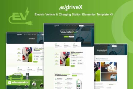 EVdrive X Electric Vehicle & Charging Station Elementor Template Kit