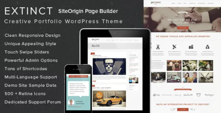 Extinct - Retro Vintage Portfolio WordPress Theme 1 Extinct - Retro Vintage Portfolio WordPress Theme