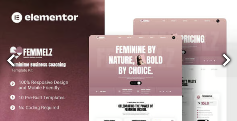 Femmelz - Feminime Business Coaching Elementor Template Kit 1 Femmelz - Feminime Business Coaching Elementor Template Kit
