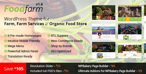 FoodFarm – WordPress Theme for Farm, Farm Services and Organic Food Store 1 Food Farm WordPress Theme