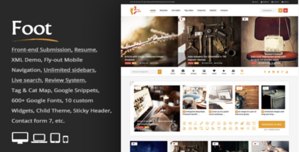 Foot - Grid Front-End Submission Content Sharing WordPress Theme