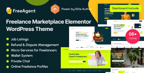 FreeAgent - Freelance Marketplace Elementor WordPress Theme 1 Free Agent Freelance Marketplace Elementor WordPress Theme